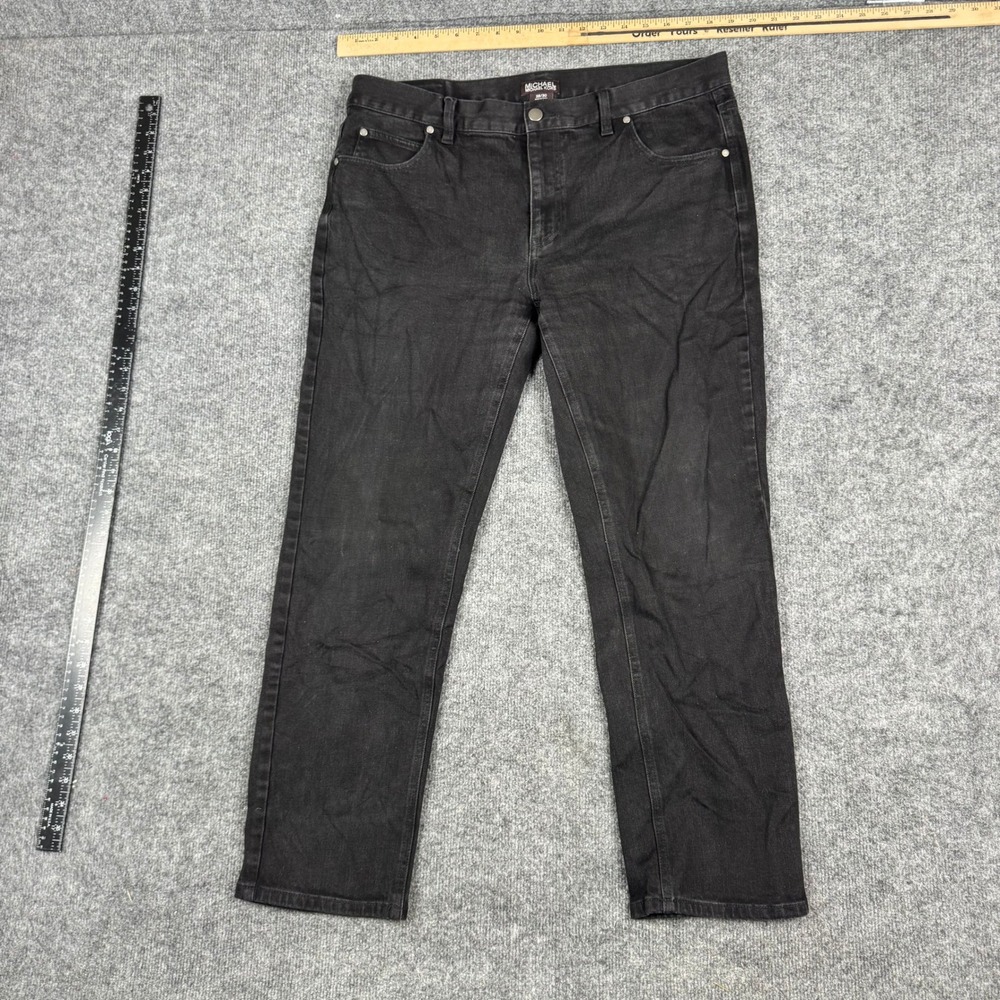 Michael Kors Jeans Mens Size 38 Black Straight Leg Stretch Denim Casual Flawed